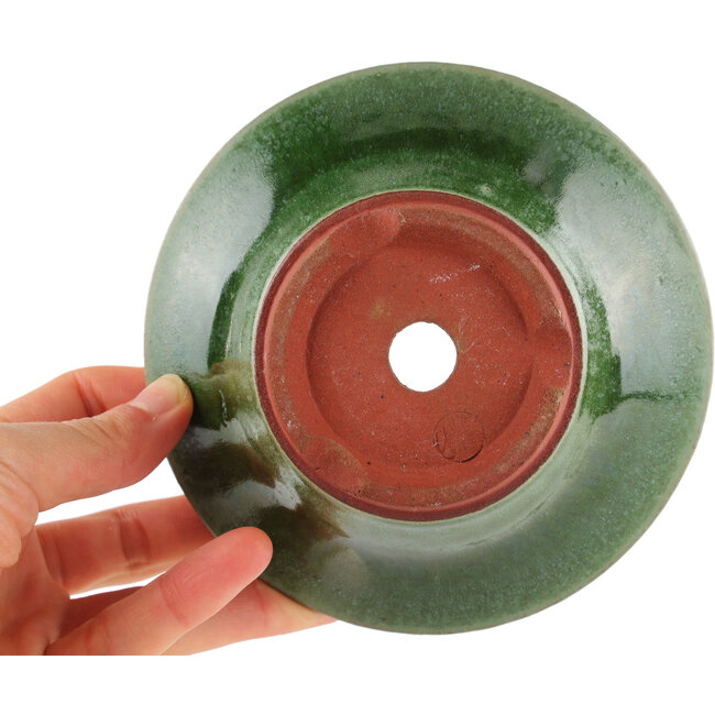 Vaso bonsai rotondo verde di Eime Yozan - 130 x 130 x 55 mm