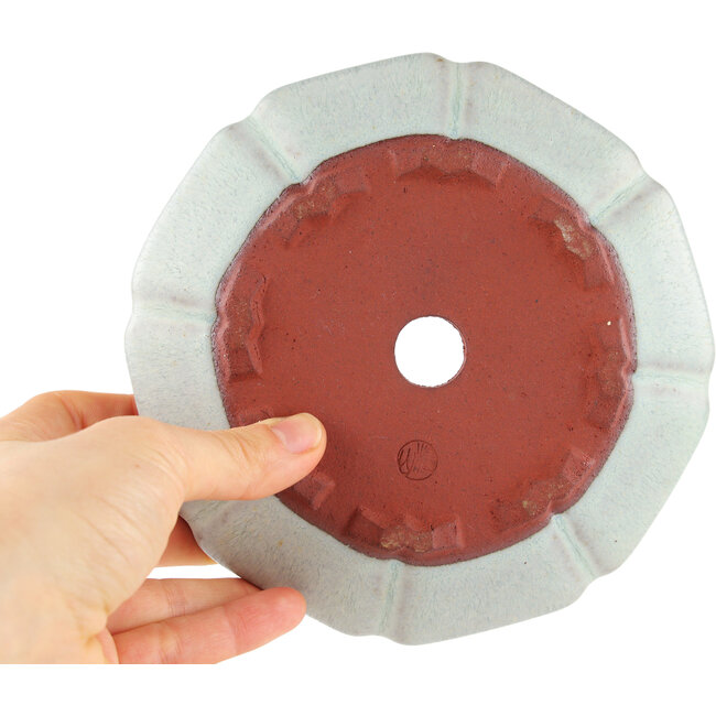 Ronde blauwe bonsaipot van Eime Yozan - 154 x 154 x 32 mm