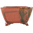Square red bonsai pot by Seizan - 98 x 98 x 55 mm