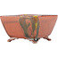 Square red bonsai pot by Seizan - 98 x 98 x 55 mm