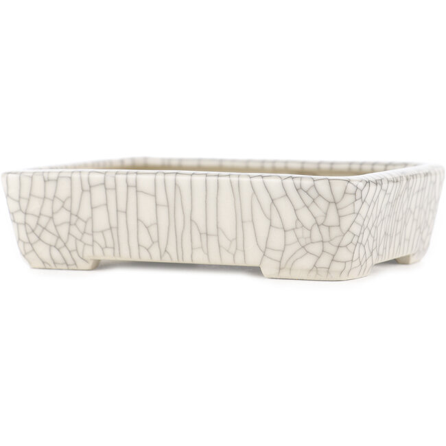 Vaso bonsai rettangolare craquelé bianco di Seiko - 122 x 92 x 30 mm