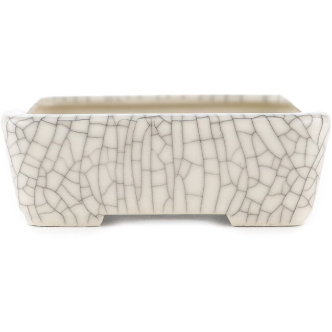 Pot à bonsaï rectangulaire blanc craquelé de Seiko - 122 x 92 x 30 mm