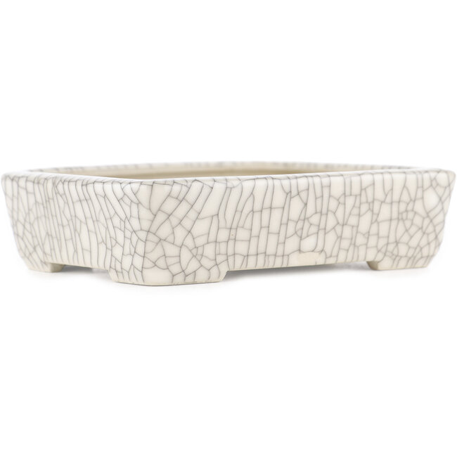 Rechthoekige witte craquelé bonsai pot van Seiko - 122 x 92 x 30 mm