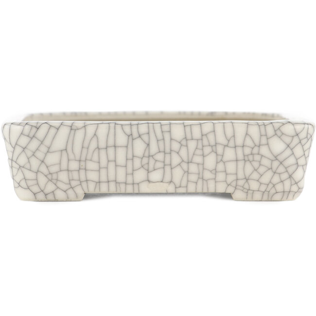 Pot à bonsaï rectangulaire blanc craquelé de Seiko - 122 x 92 x 30 mm