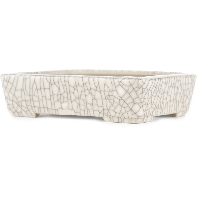 Rechthoekige witte craquelé bonsai pot van Seiko - 122 x 92 x 30 mm