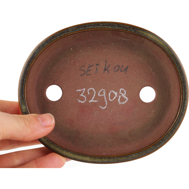 Ovale groene bonsai pot van Seiko - 118 x 98 x 26 mm