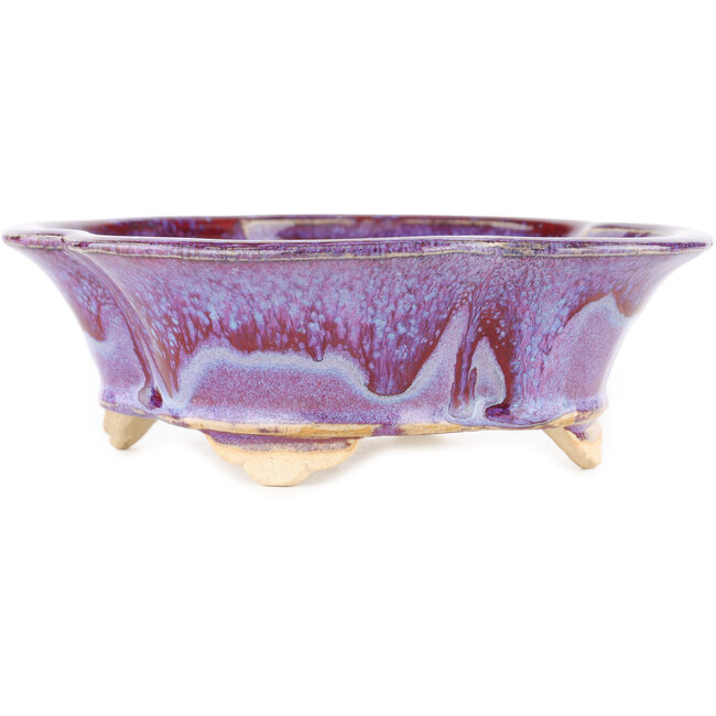 Mokko multicolor paars en blauwe bonsai pot van Keiun Fukuda - 176 x 157 x 57 mm