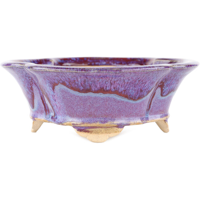 Vaso bonsai multicolore viola e blu Mokko di Keiun Fukuda - 176 x 157 x 57 mm