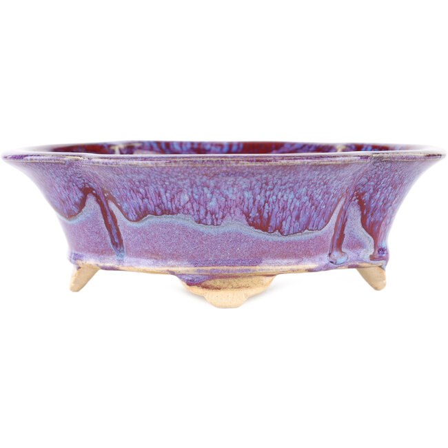 Pot à bonsaï multicolore violet et bleu Mokko par Keiun Fukuda - 176 x 157 x 57 mm