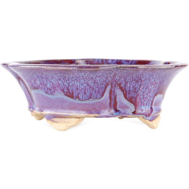 Maceta para bonsái multicolor morado y azul Mokko de Keiun Fukuda - 176 x 157 x 57 mm