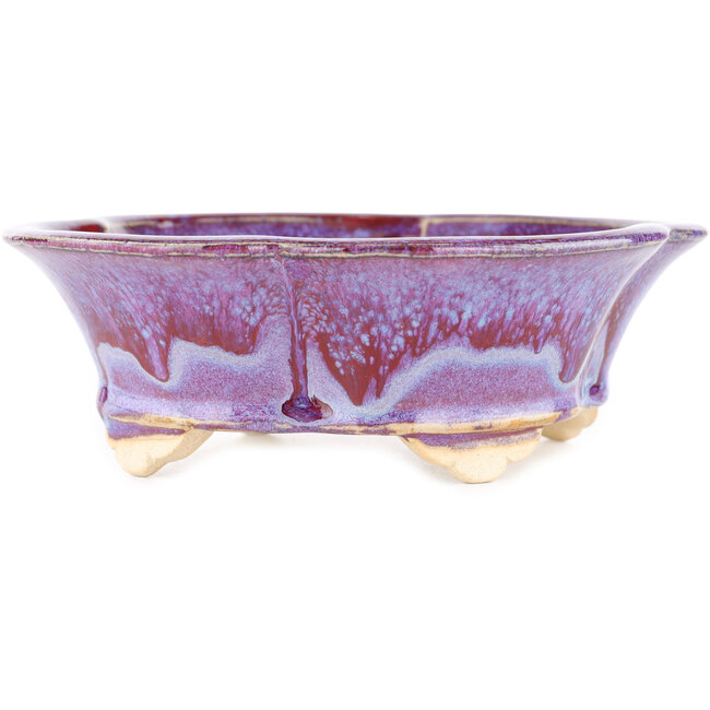 Mokko multicolor purple and blue bonsai pot by Keiun Fukuda - 176 x 157 x 57 mm