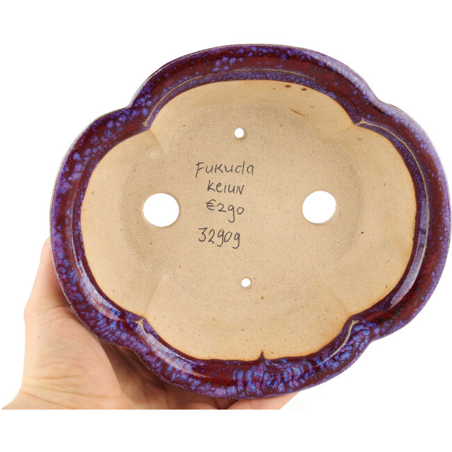 Maceta para bonsái multicolor morado y azul Mokko de Keiun Fukuda - 176 x 157 x 57 mm