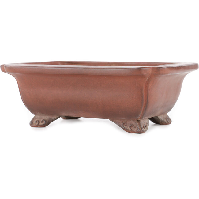 Rectangular unglazed bonsai pot by Gyouzan - 174 x 136 x 62 mm