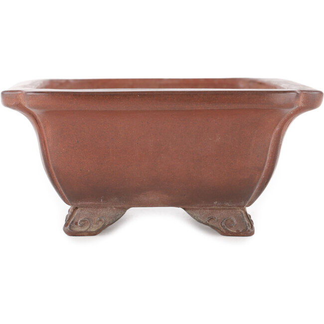Rectangular unglazed bonsai pot by Gyouzan - 174 x 136 x 62 mm
