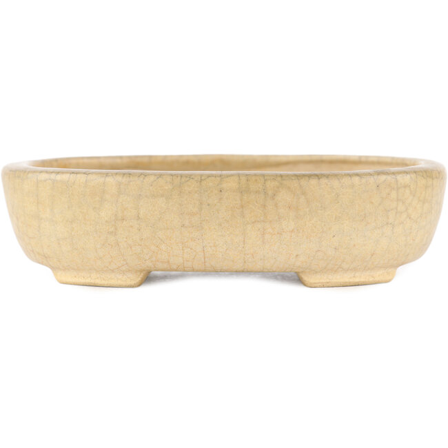 Pot à bonsaï rond craquelé blanc cassé par Ikkou - 101 x 79 x 26 mm