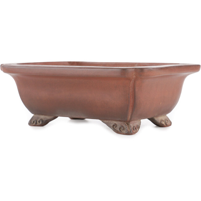 Rectangular unglazed bonsai pot by Gyouzan - 174 x 136 x 62 mm