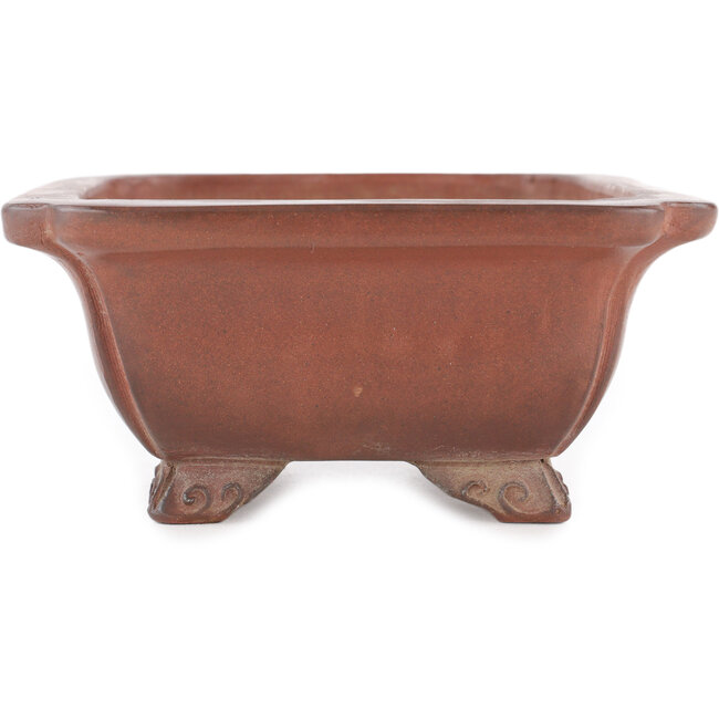 Rectangular unglazed bonsai pot by Gyouzan - 174 x 136 x 62 mm