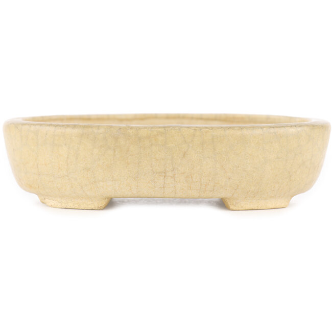 Ronde gebroken witte craquelé bonsai pot van Ikkou - 101 x 79 x 26 mm
