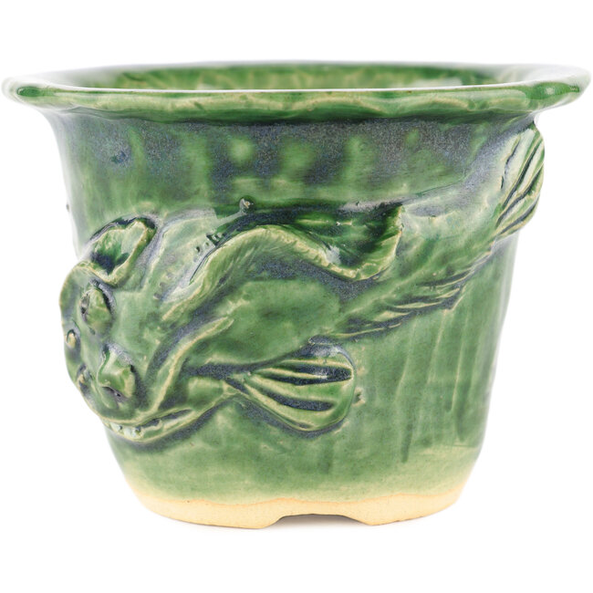 Pot à bonsaï rond vert de Masashi Furumoto - 115 x 115 x 92 mm