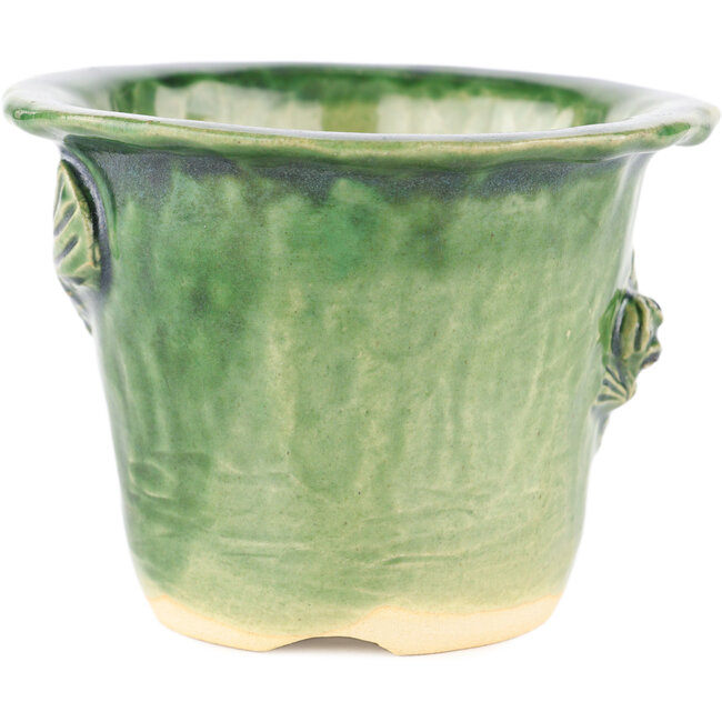 Maceta redonda verde para bonsái de Masashi Furumoto - 115 x 115 x 92 mm