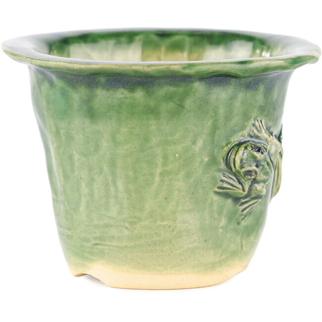 Pot à bonsaï rond vert de Masashi Furumoto - 115 x 115 x 92 mm