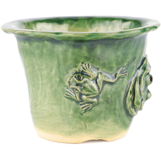 Pot à bonsaï rond vert de Masashi Furumoto - 115 x 115 x 92 mm