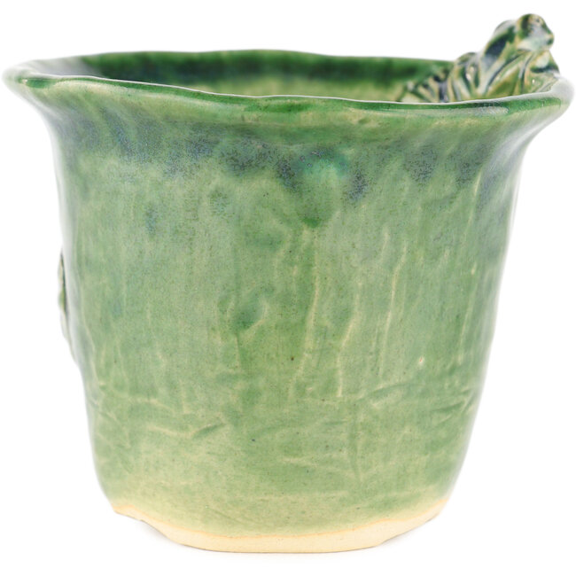 Pot à bonsaï rond vert de Masashi Furumoto - 107 x 107 x 89 mm