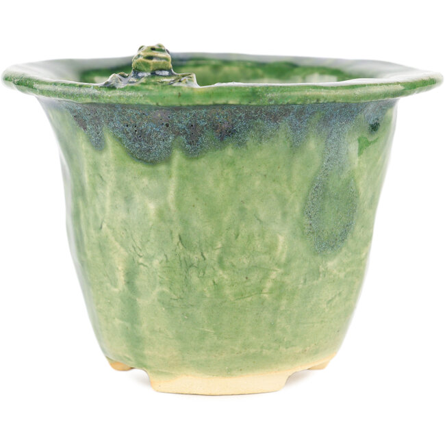 Maceta redonda verde para bonsái de Masashi Furumoto - 122 x 122 x 92 mm