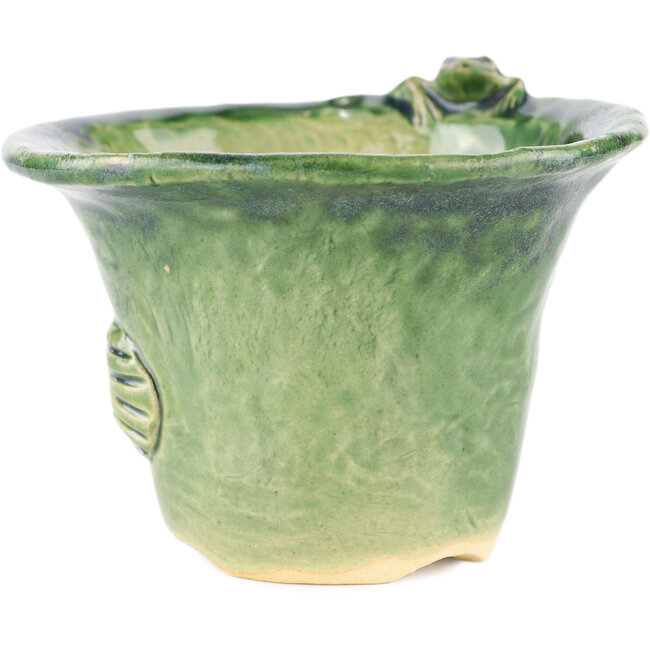 Pot à bonsaï rond vert de Masashi Furumoto - 125 x 125 x 86 mm