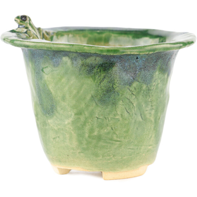 Pot à bonsaï rond vert de Masashi Furumoto - 122 x 122 x 92 mm