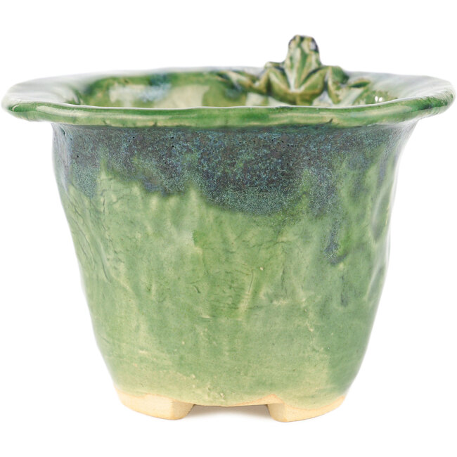 Vaso bonsai rotondo verde di Masashi Furumoto - 122 x 122 x 92 mm