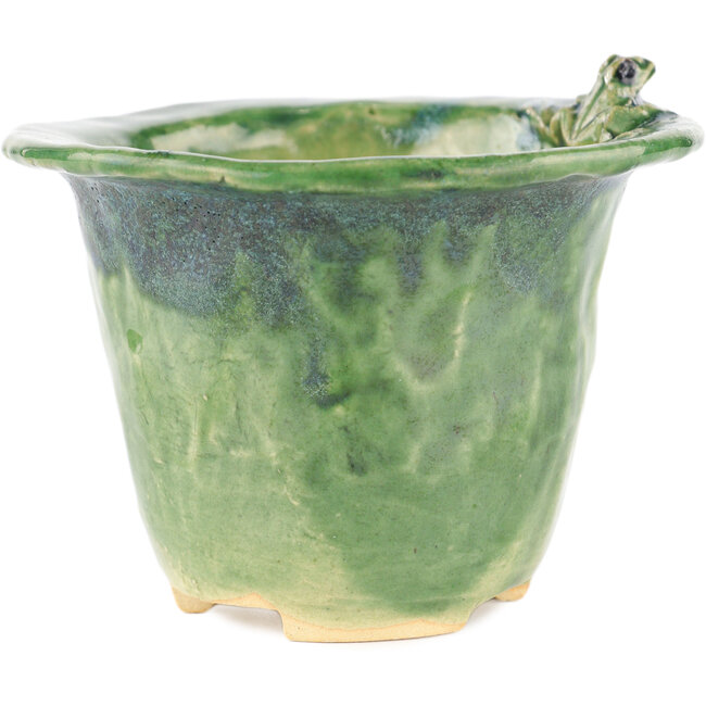 Vaso bonsai rotondo verde di Masashi Furumoto - 122 x 122 x 92 mm