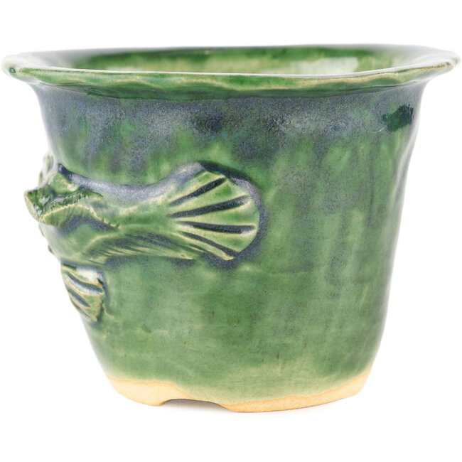 Vaso bonsai rotondo verde di Masashi Furumoto - 110 x 110 x 80 mm