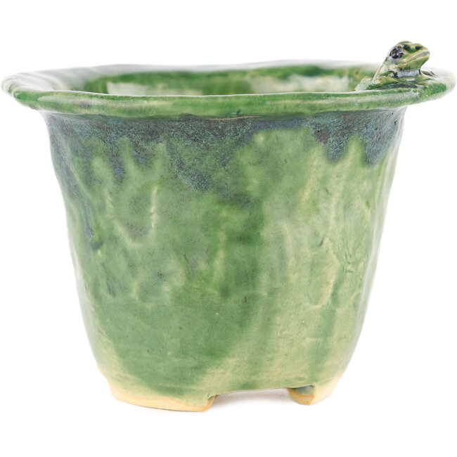 Vaso bonsai rotondo verde di Masashi Furumoto - 122 x 122 x 92 mm