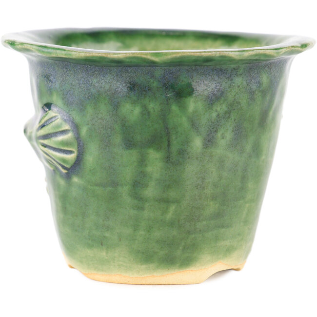 Round green bonsai pot by Masashi Furumoto - 110 x 110 x 80 mm