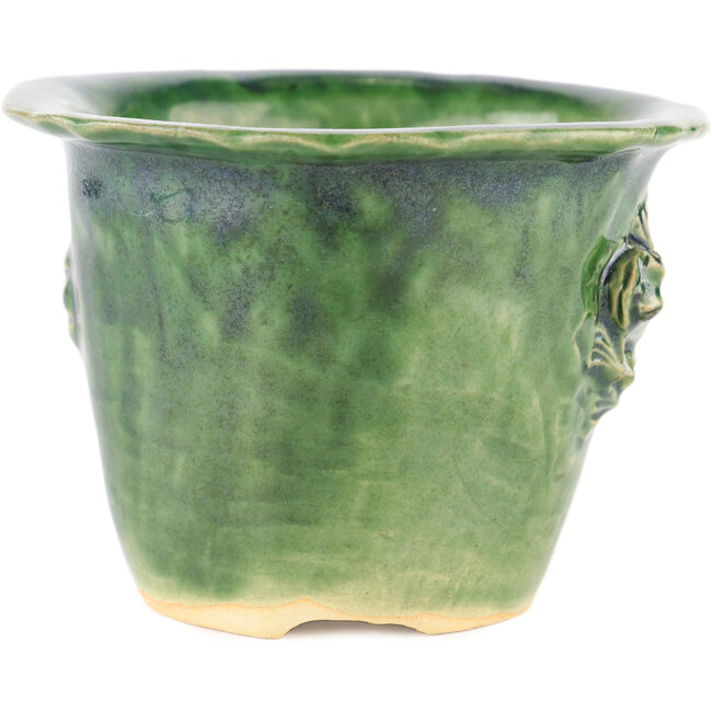 Round green bonsai pot by Masashi Furumoto - 110 x 110 x 80 mm