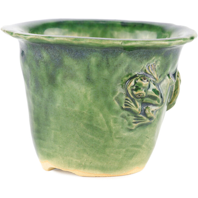 Vaso bonsai rotondo verde di Masashi Furumoto - 110 x 110 x 80 mm