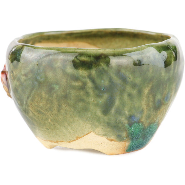 Vaso bonsai rotondo verde di Masashi Furumoto - 95 x 95 x 57 mm