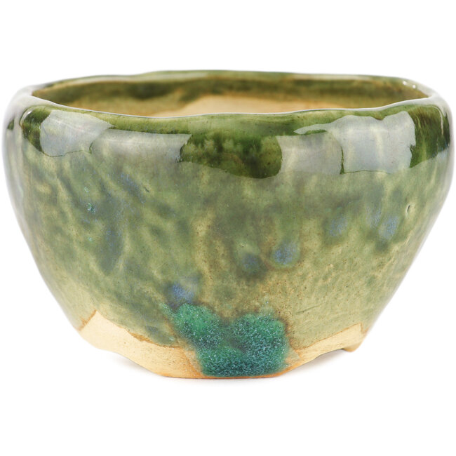 Vaso bonsai rotondo verde di Masashi Furumoto - 95 x 95 x 57 mm