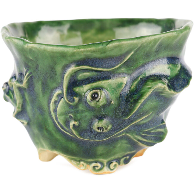 Pot à bonsaï rond vert de Masashi Furumoto - 100 x 100 x 70 mm