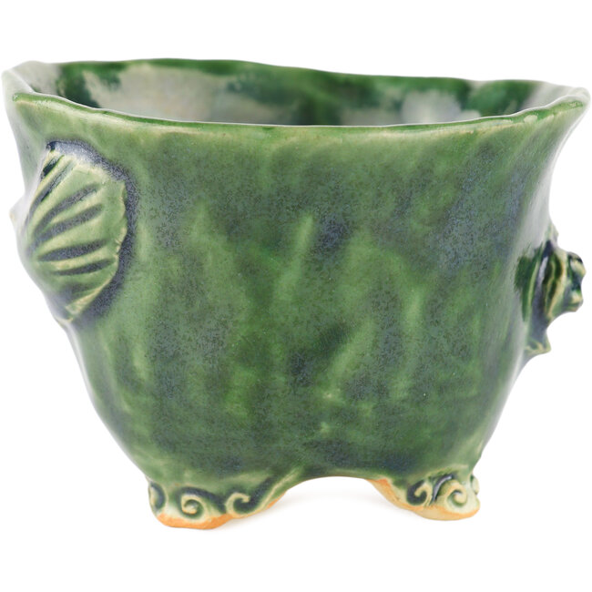 Pot à bonsaï rond vert de Masashi Furumoto - 100 x 100 x 70 mm