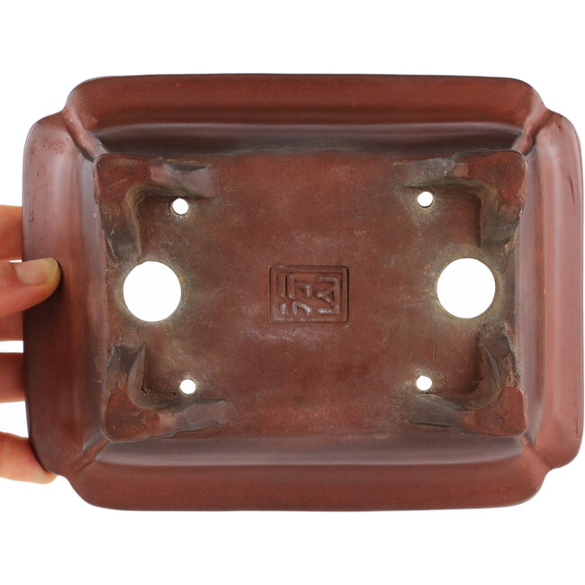 Pot à bonsaï rectangulaire non émaillé de Gyouzan - 174 x 136 x 62 mm