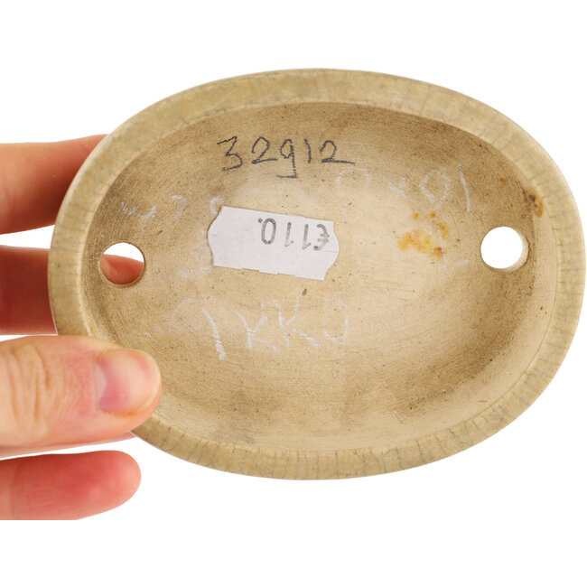 Pot à bonsaï rond craquelé blanc cassé par Ikkou - 101 x 79 x 26 mm