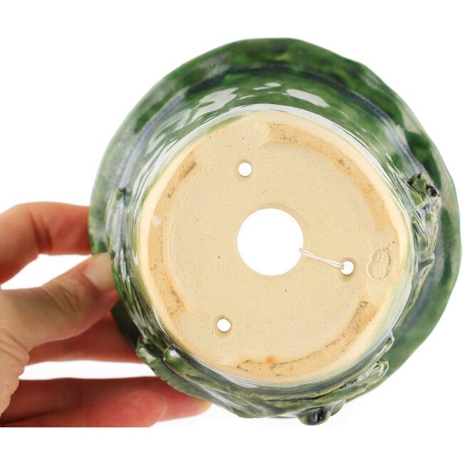 Pot à bonsaï rond vert de Masashi Furumoto - 115 x 115 x 92 mm