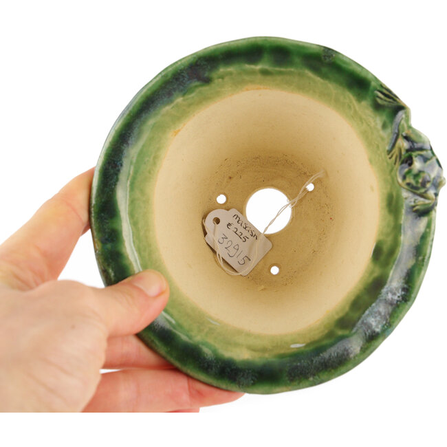 Vaso bonsai rotondo verde di Masashi Furumoto - 125 x 125 x 86 mm