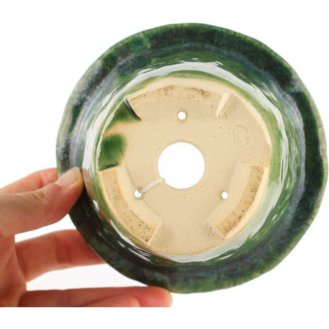 Pot à bonsaï rond vert de Masashi Furumoto - 122 x 122 x 92 mm