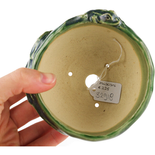 Runder grüner Bonsai-Topf von Masashi Furumoto - 100 x 100 x 68 mm