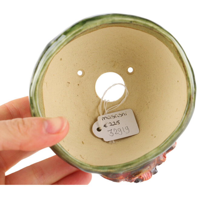 Maceta redonda verde para bonsái de Masashi Furumoto - 95 x 95 x 57 mm