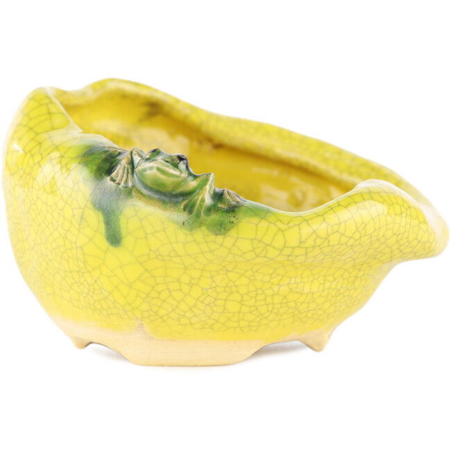 Maceta redonda amarilla para bonsái de Masashi Furumoto - 115 x 115 x 45 mm