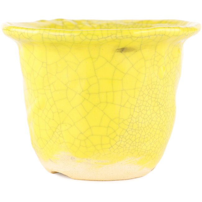 Pot à bonsaï rond jaune de Masashi Furumoto - 115 x 115 x 85 mm